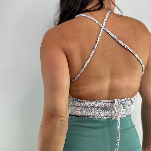 Unique Vintage Floral Print Halter Crop Top - Picture 4 of 8